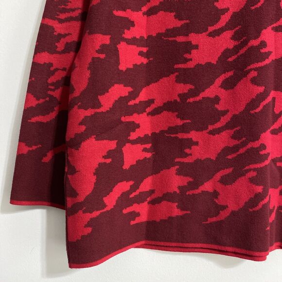 Chico's Sweater Women's 1 Or M 8 Red Maroon Print Pullover Back Zip Cozy NEW - Picture 8 of 14
